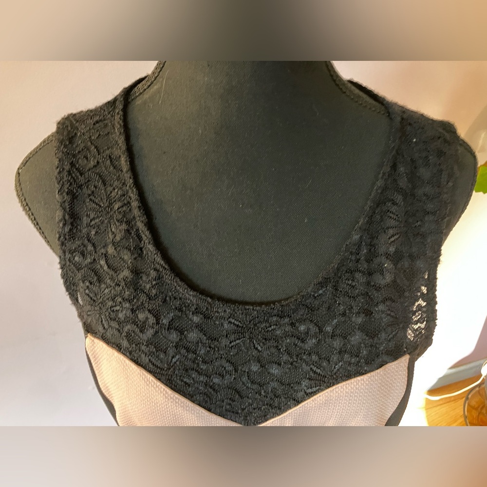 EUC Figure Flattering Black & Peach A-line Dress 14 - Picture 4 of 8
